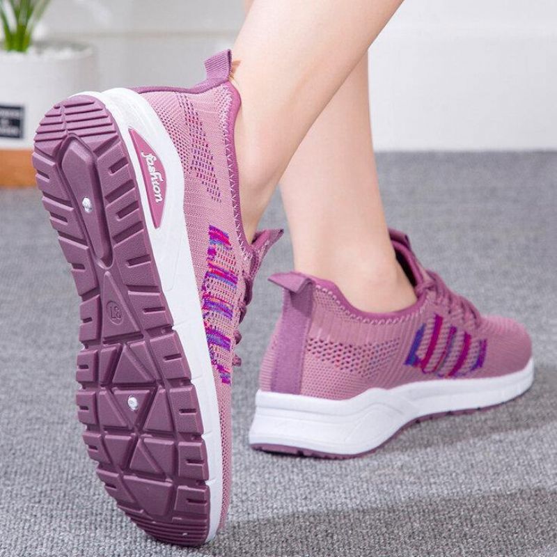 Kobiety Mesh Oddychające Trampki Wzór Lace Up Codzienne Shoes