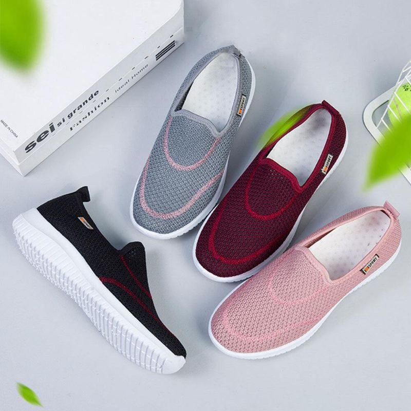 Kobiety Mesh Pattern Lazy Slip On Lekkie Buty Na Co Dzień