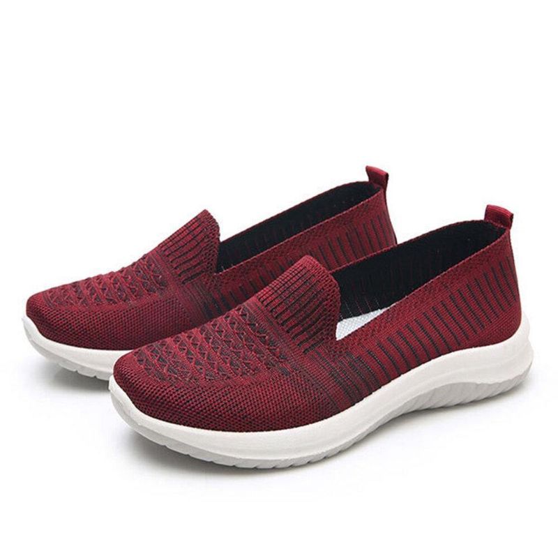 Kobiety Mesh Slip On Sport Soft Sole Codzienne Płaskie Buty