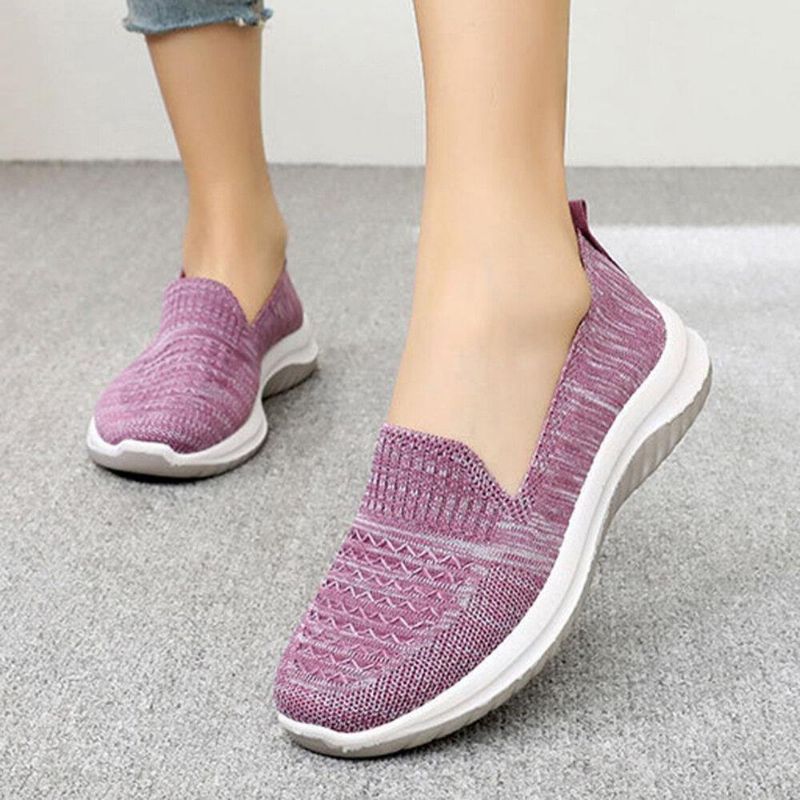 Kobiety Mesh Slip On Sport Soft Sole Codzienne Płaskie Buty