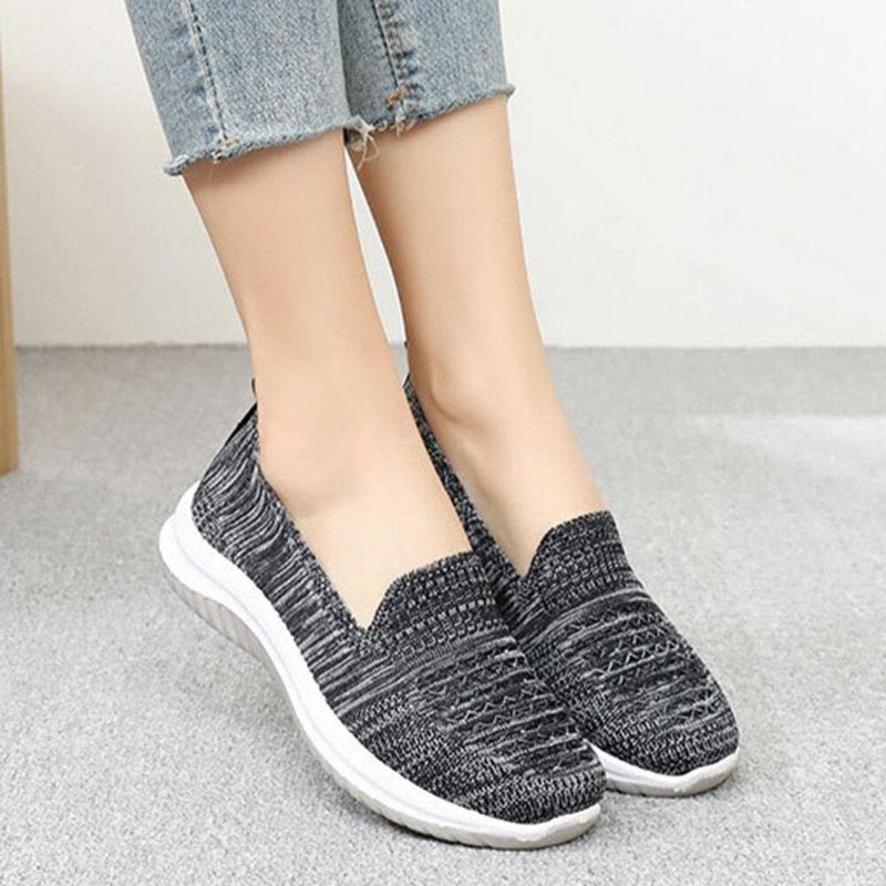 Kobiety Mesh Slip On Sport Soft Sole Codzienne Płaskie Buty