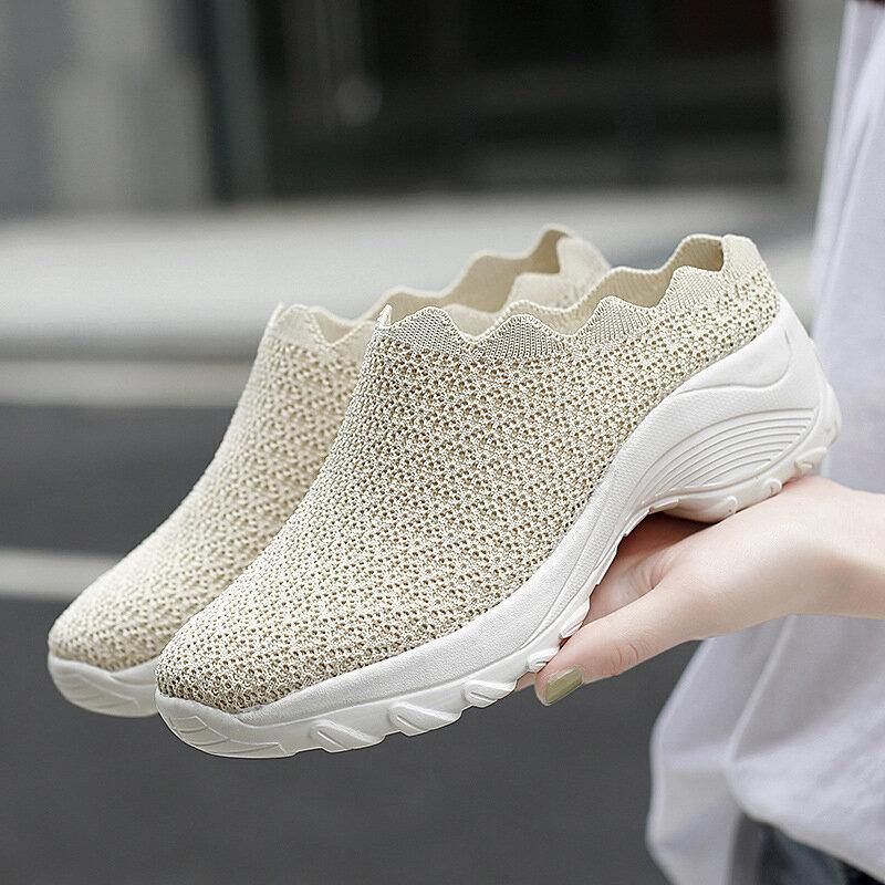 Kobiety Mesh Solid Color Platform Backless Shoes