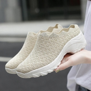 Kobiety Mesh Solid Color Platform Backless Shoes