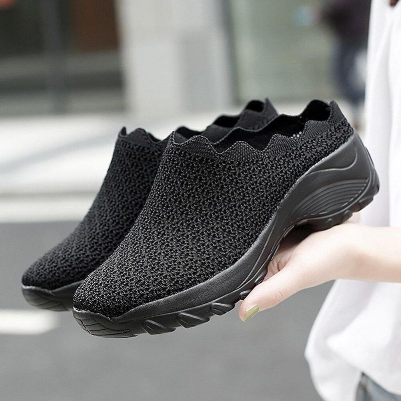 Kobiety Mesh Solid Color Platform Backless Shoes