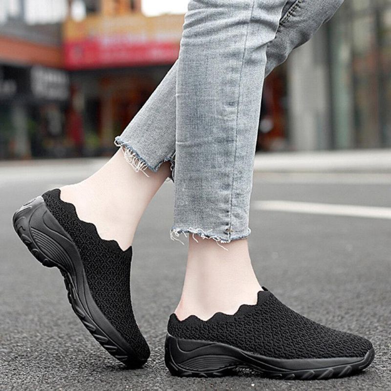 Kobiety Mesh Solid Color Platform Backless Shoes