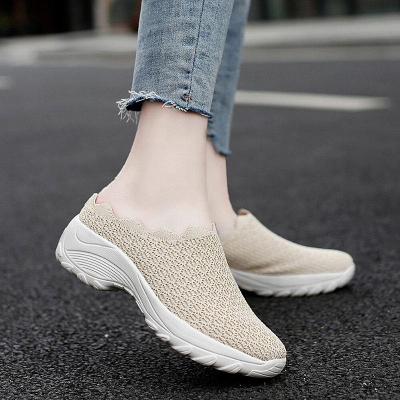 Kobiety Mesh Solid Color Platform Backless Shoes