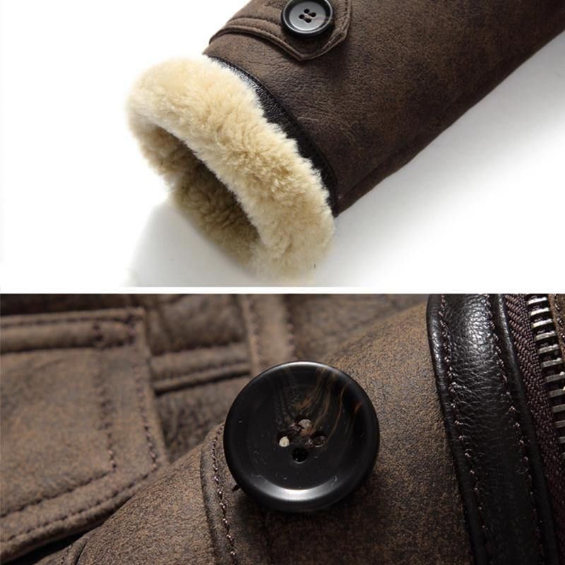 Charmkpr Męska Kurtka Motocyklowa Duża Kieszeń Shearling Faux Leather